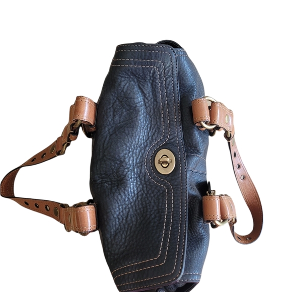 COACH Chelsea Black Pebbled Leather  Grommet Tote Satchel - Picture 4 of 14